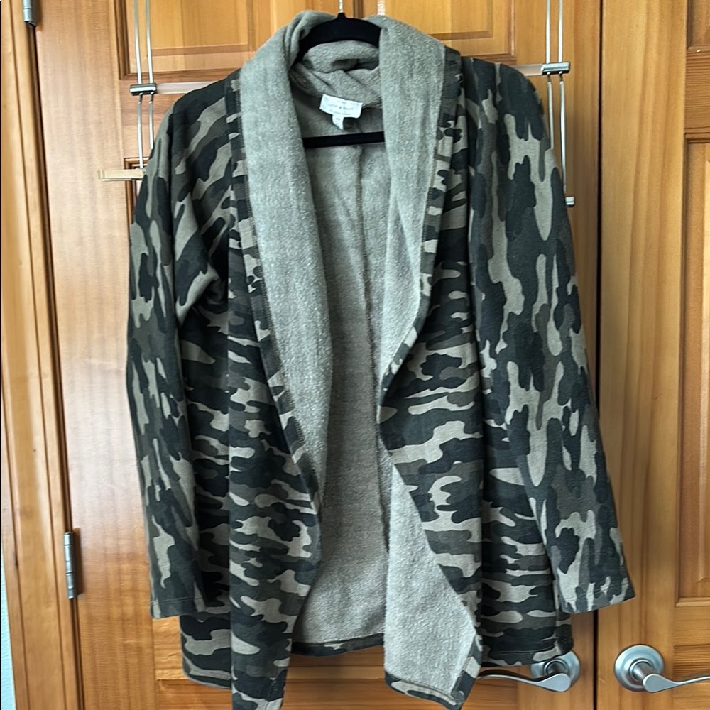 Lucky Brand Camouflage Open Front Cardigan